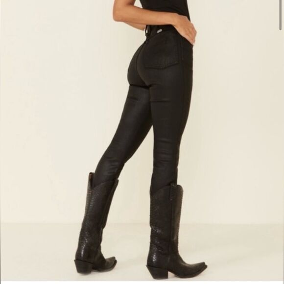 Wrangler Wriggler Black Coated Skinny Pants Size 26 - Picture 1 of 9